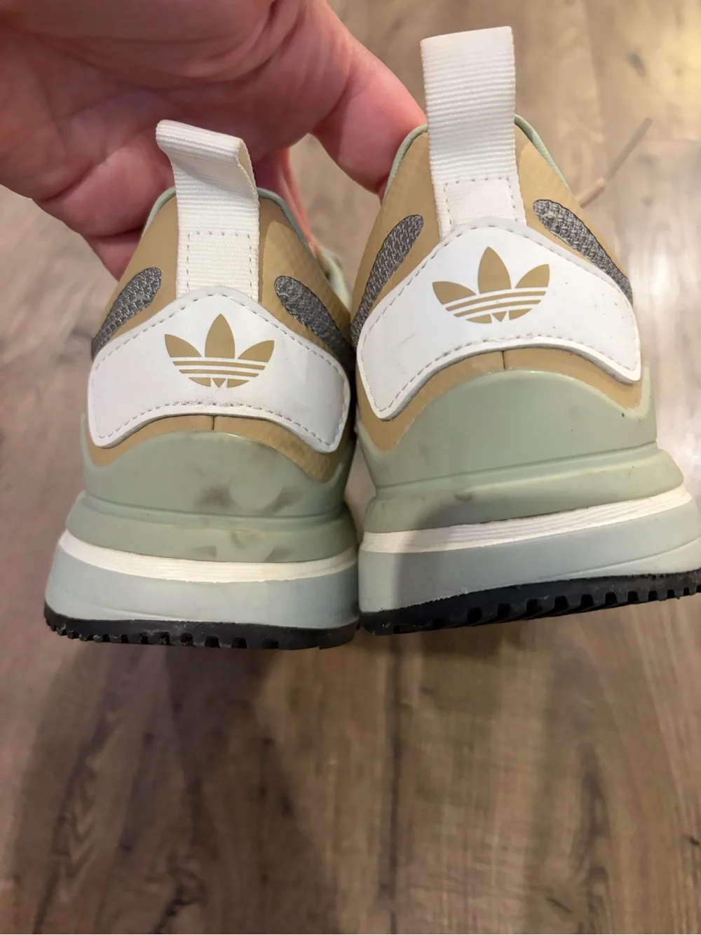 ADIDAS ZX 700 Green Tan Three Stripe Sneakers